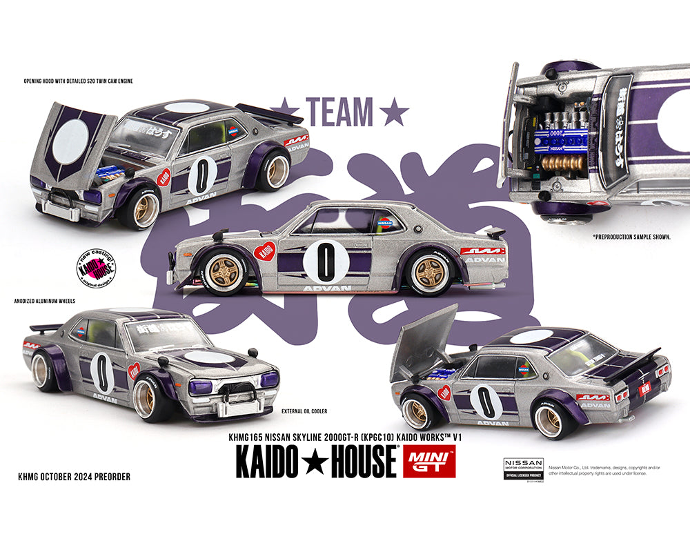 Kaido House x Mini GT 1:64 Nissan Skyline 2000GT-R (KPGC10) Kaido Works V1 - Plata