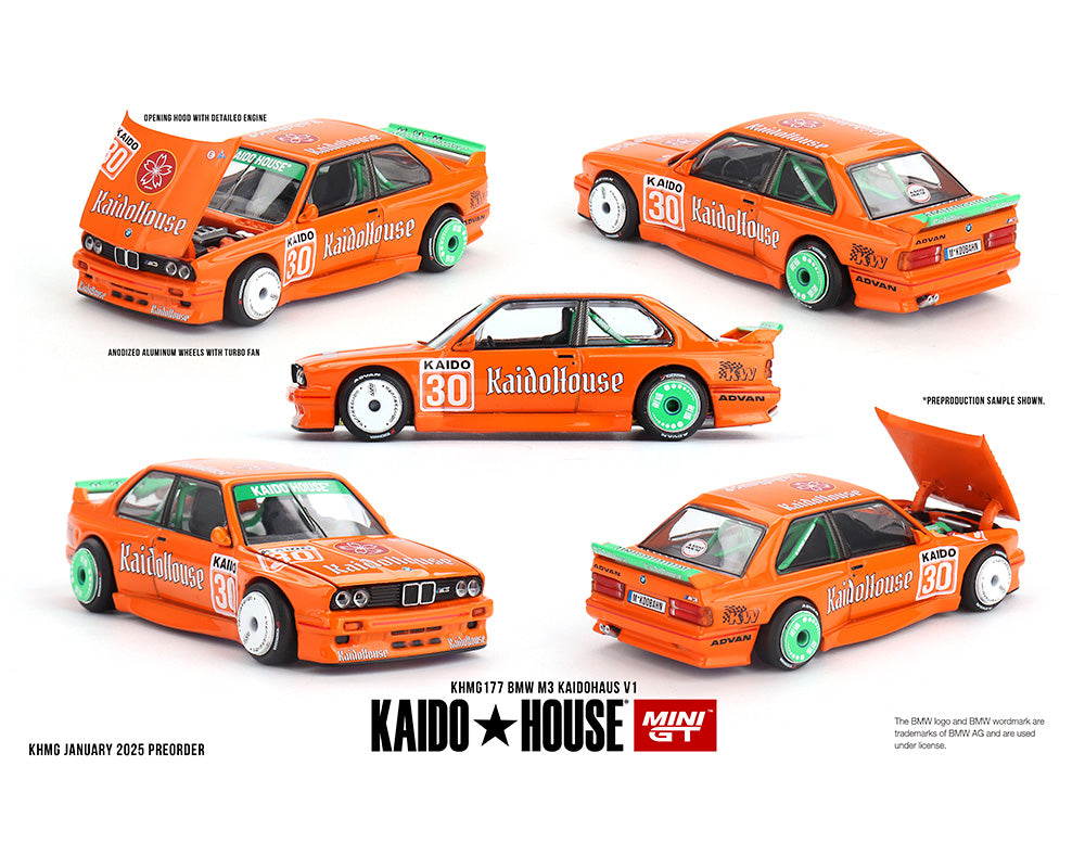 Kaido House x Mini GT 1:64 BMW M3 KAIDOHAUS V1 – Naranja
