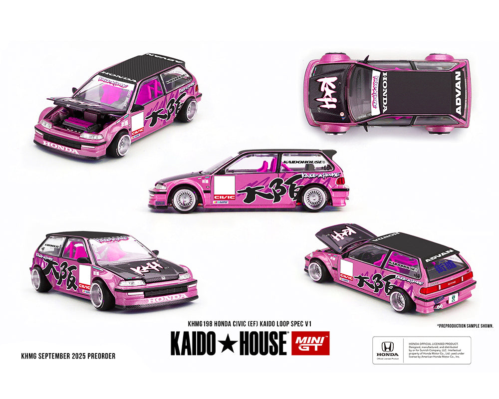 |||PREVENTA|||Kaido House x Mini GT Honda Civic (EF) Kaido Loop Spec V1 – Rosa