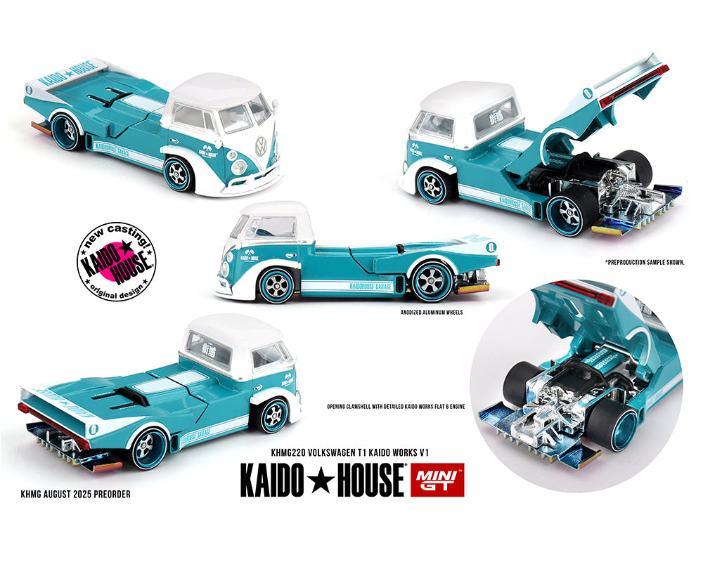 |||PREVENTA|||Kaido House x Mini GT Volkswagen T1 KAIDO WORKS V1 – Turquesa/Blanco