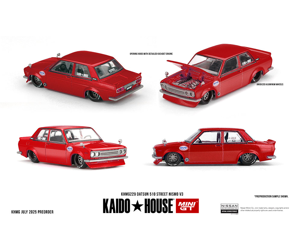 |||PREVENTA|||Kaido House x Mini GT 1:64 Datsun 510 Street Nismo V3 – Rojo