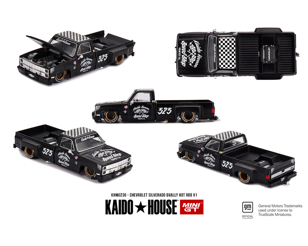 |||PREVENTA|||Kaido House x Mini GT Chevrolet Silverado Dually Hot Rod V1 – Negro mate