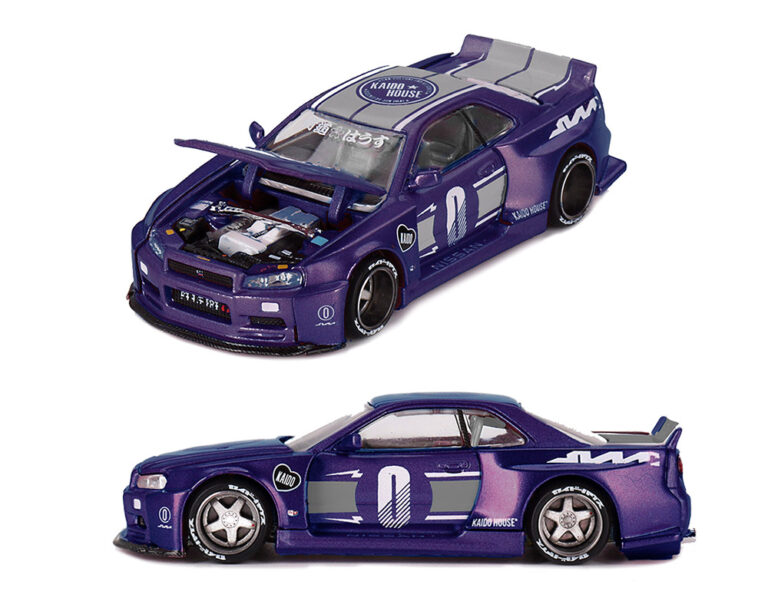 |||PREVENTA||| Kaido House x Mini GT Nissan Skyline GT-R (R34) Kaido factory Racing V2 – Morado medianoche