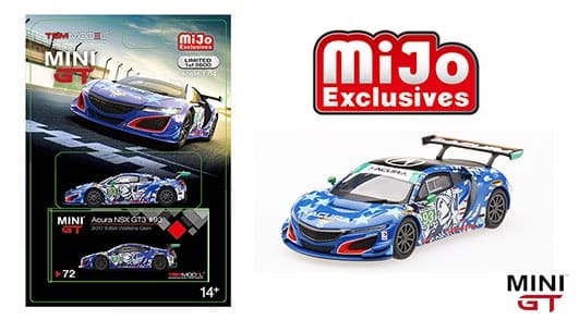 Mini GT 1:64 Exclusivas de MiJo: Acura NSX GT3 n.° 93 2017 IMSA Watkins Glen (azul) – Exclusivo de EE. UU. – Limitado a 3600 piezas Blister