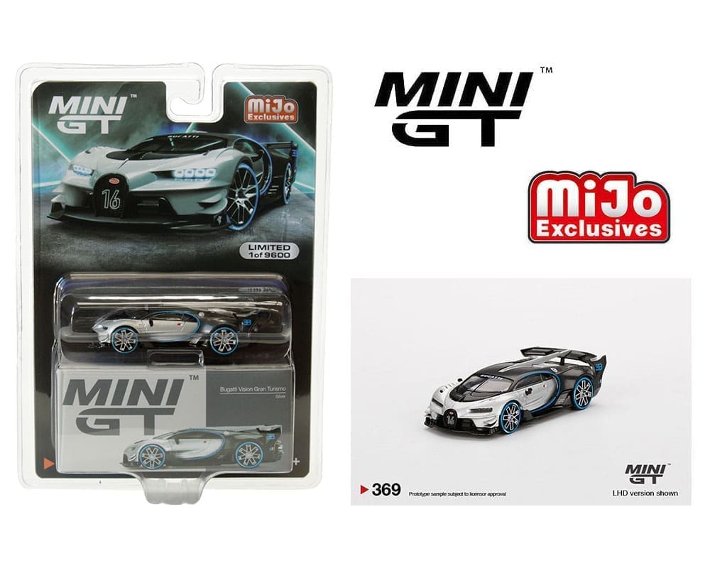 Mini GT 1:64 Bugatti Vision Gran Turismo (Plata)(LHD) – Exclusivas de MiJo Blister