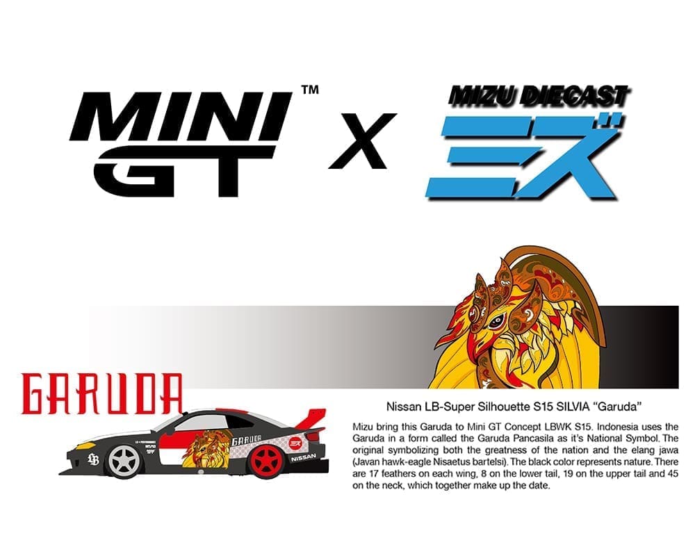 Mini GT 1:64 Nissan LB-Super Silhouette S15 SILVIA “Garuda” MINI GT x MIZU Diecast Blister