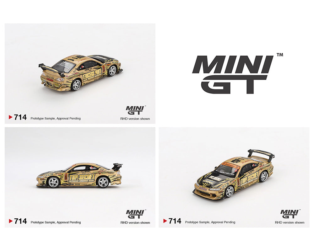 Mini GT 1:64 Nissan Silvia (S15) Top Secret D1GP - Dorado Blister