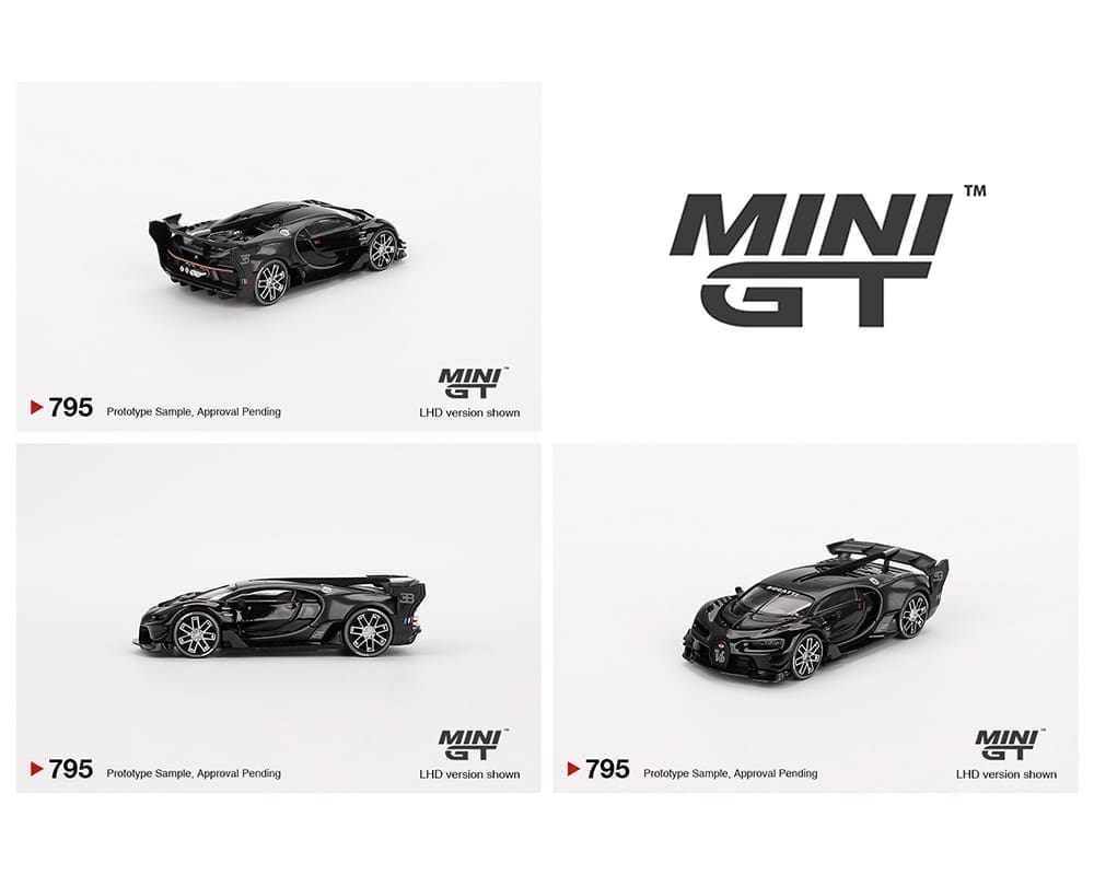 Mini GT 1:64 Bugatti Vision Gran Turismo – Negro – Exclusivos de Mijo Blister