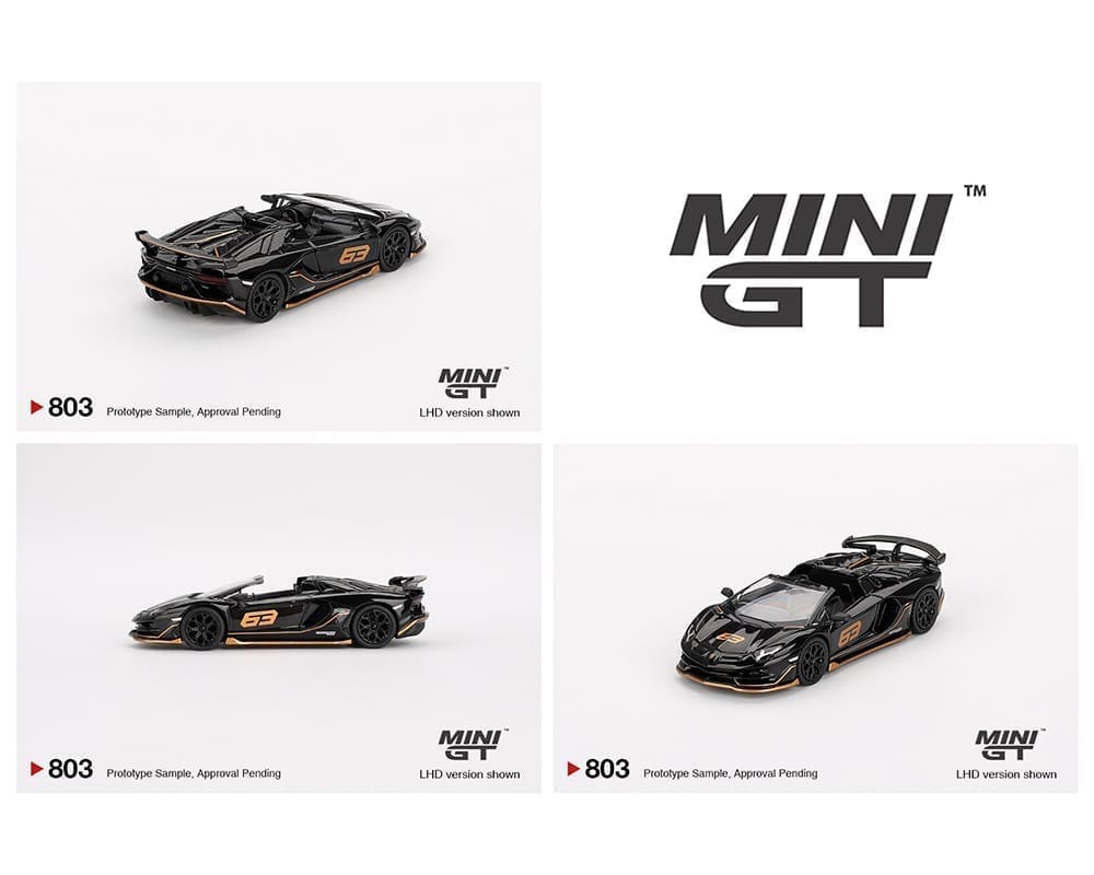Mini GT 1:64 Lamborghini Aventador SVJ 63 Roadster Nero Aldebaran Blister