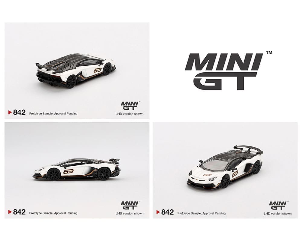 Mini GT 1:64 Lamborghini Aventador SVJ 63 – Bianco Asopo Blister