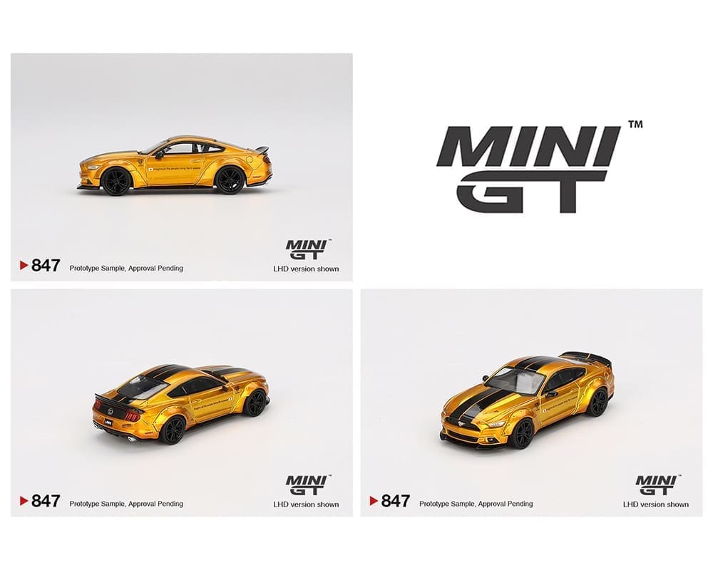 Mini GT 1:64 LB-Works Ford Mustang – LB Gold – Edición limitada Blister
