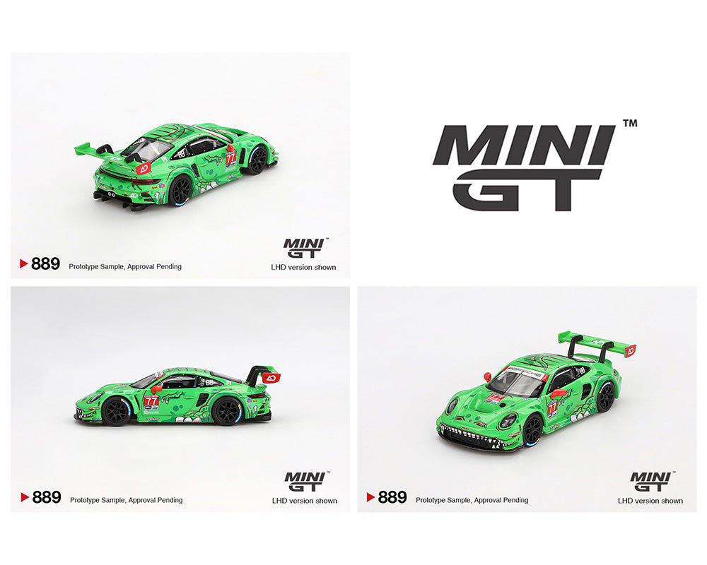 Mini GT 1:64 Porsche 911 GT3 R #77 AO Racing 2024 IMSA Daytona 24 Hrs GT (PRESENTACIÓN EN BLISTER)D Pro 2.º puesto