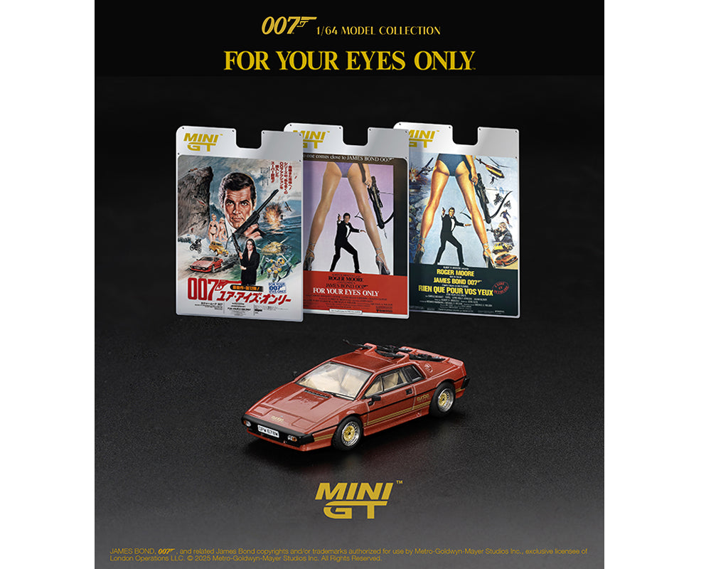 |||PREVENTA|||Mini GT 1:64 Lotus Esprit Turbo James Bond 007 “SOLO PARA TUS OJOS” – Empaque en inglés – Edición limitada (PRESENTACIÓN EN BLISTER)