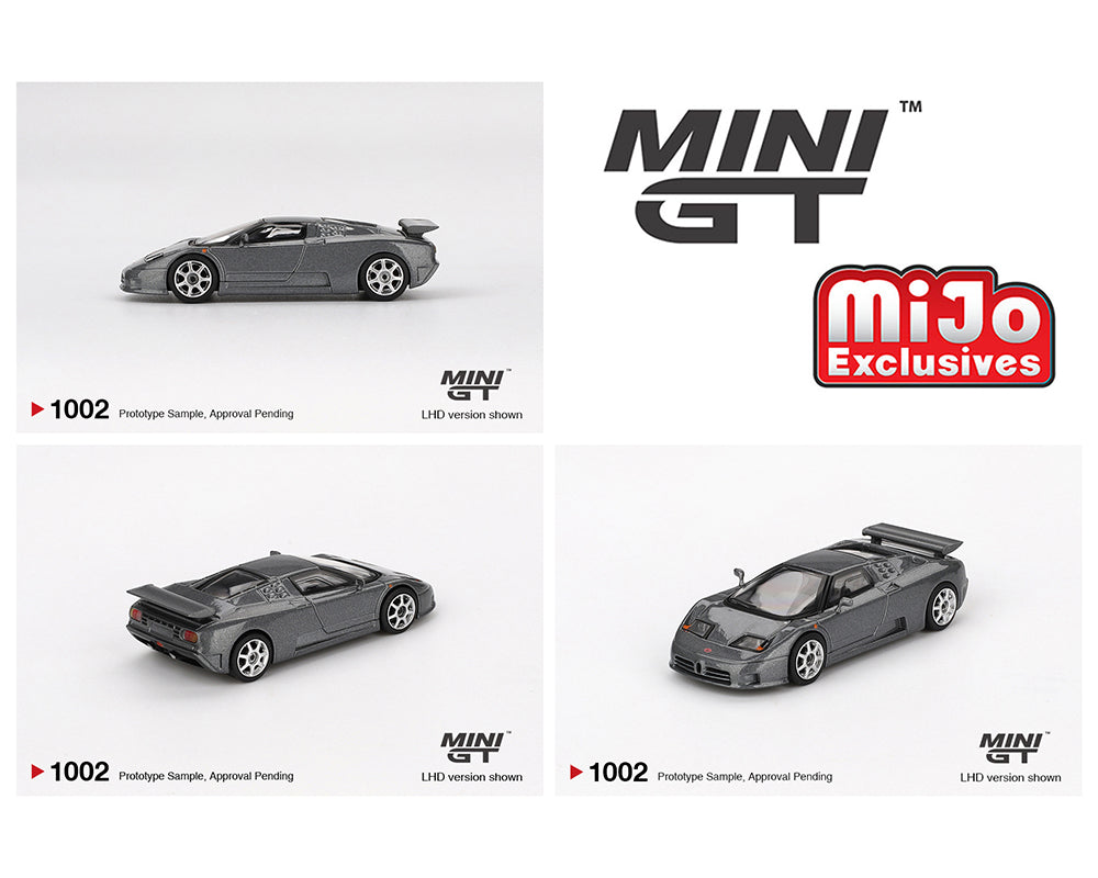 Mini GT 1:64 Bugatti EB110 Super Sport – Grigio Scuro – Exclusivos Mijo (PRESENTACIÓN EN BLISTER)