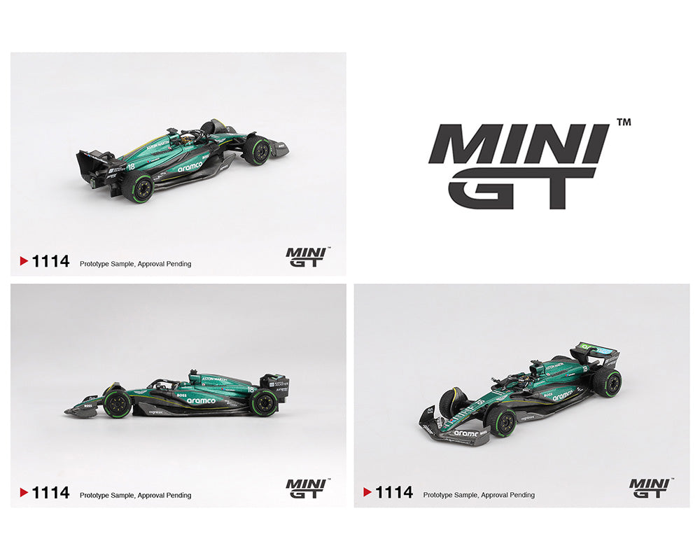 |||PREVENTA|||Mini GT 1:64 Aston Martin AMR24 #18 Lance Stroll 2024 F1 2024 GP de Canadá (PRESENTACIÓN EN BLISTER)