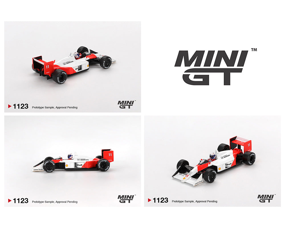 |||PREVENTA||Mini GT 1:64 McLaren MP4/4 #11 Alain Prost, 2.º puesto en el Gran Premio de Japón de 1988 – Mijo Exclusives (PRESENTACIÓN EN BLISTER)