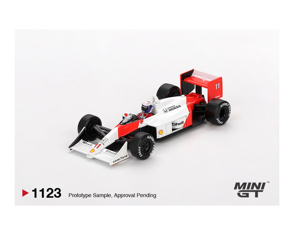 |||PREVENTA||Mini GT 1:64 McLaren MP4/4 #11 Alain Prost, 2.º puesto en el Gran Premio de Japón de 1988 – Mijo Exclusives (PRESENTACIÓN EN BLISTER)