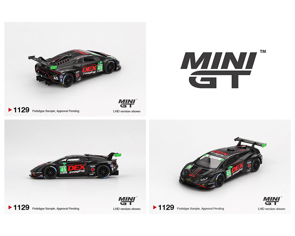 |||PREVENTA|||Mini GT 1:64 Lamborghini Huracán GT3 EVO2 #45 DEX Imaging 2024 IMSA Daytona 24 Horas (PRESENTACIÓN EN BLISTER)