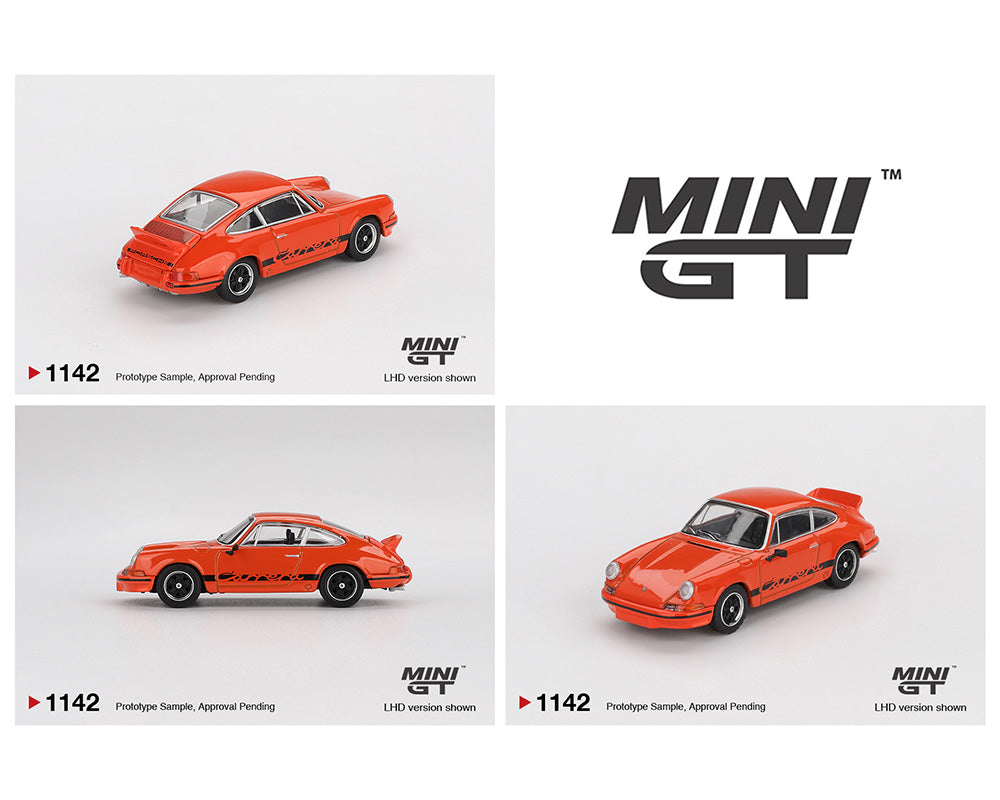 |||PREVENTA|||Mini GT 1:64 Porsche 911 Carrera RS 2.7 – Naranja con detalles en negro (PRESENTACIÓN EN BLISTER)