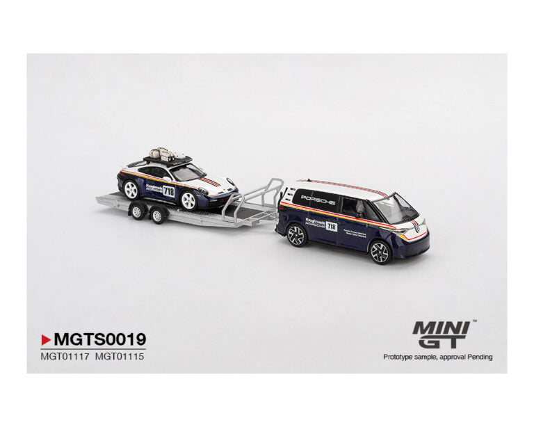 |||PREVENTA||Mini GT 1:64 Porsche 911 Dakar #718 / Volkswagen ID. Buzz Porsche Centrum Gelderland Roughroads Set