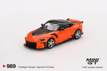 MINI GT 1/64 989 NISSAN Z VEILSIDE FFZ400 NARANJA