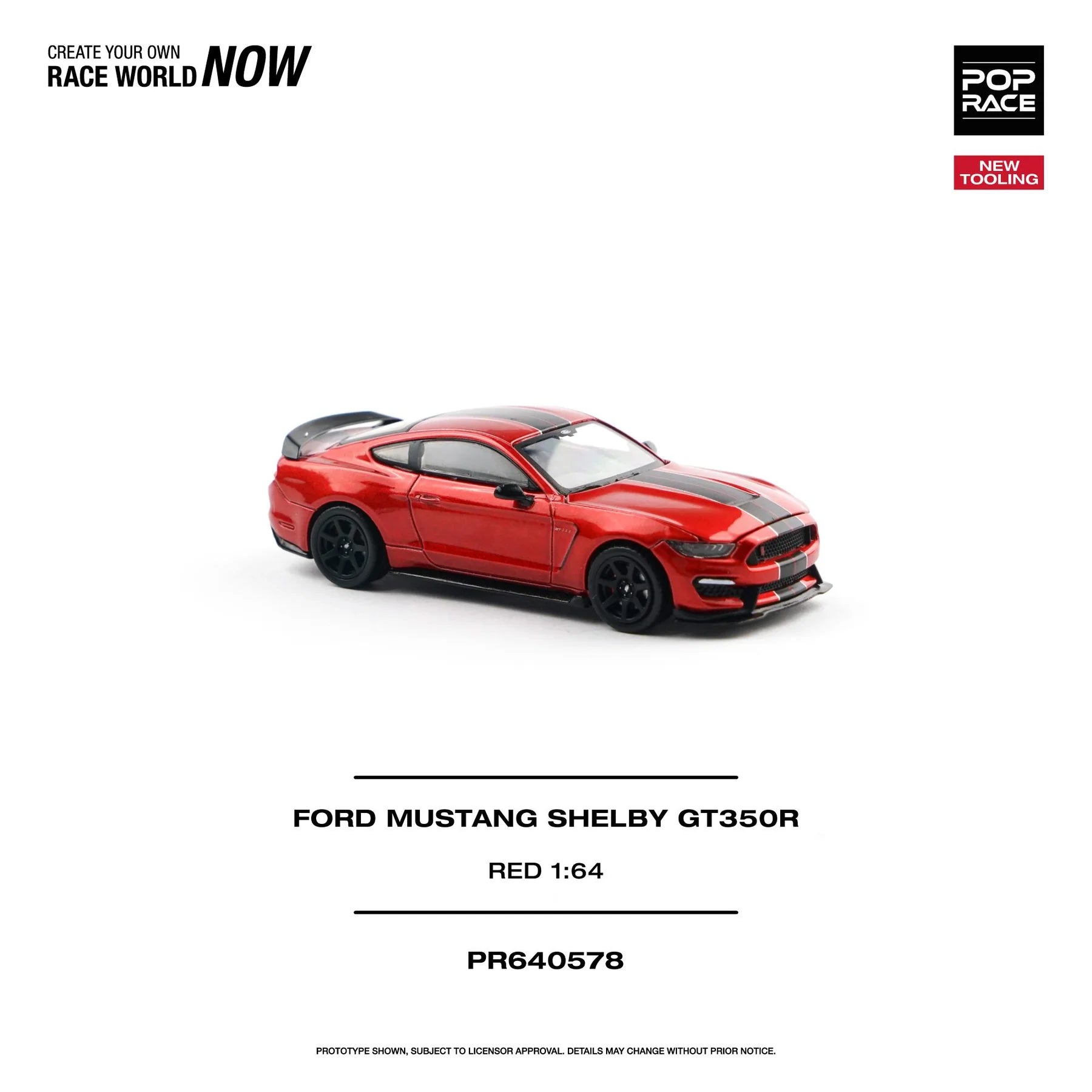 [Preventa] POPRACE 1:64 FORD MUSTANG SHELBY GT350R ROJO DE CARRERA PR640578