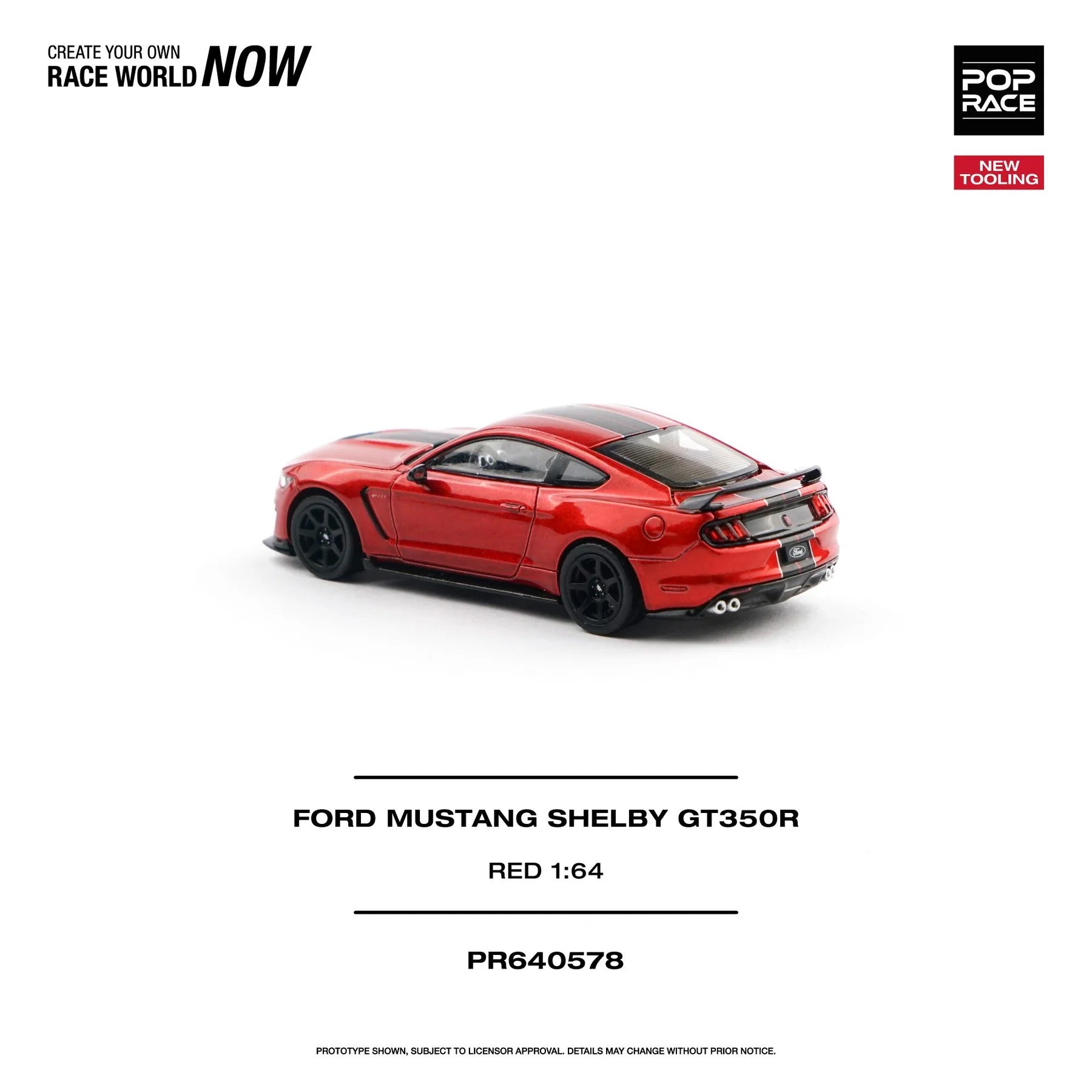 [Preventa] POPRACE 1:64 FORD MUSTANG SHELBY GT350R ROJO DE CARRERA PR640578