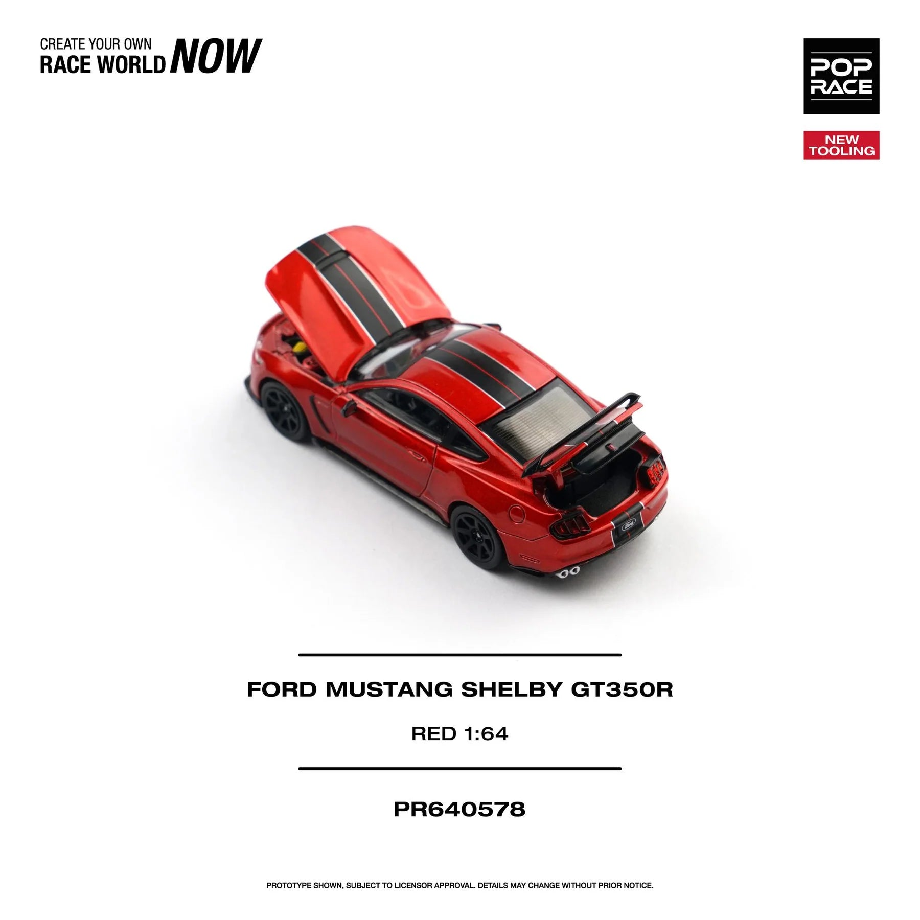 [Preventa] POPRACE 1:64 FORD MUSTANG SHELBY GT350R ROJO DE CARRERA PR640578