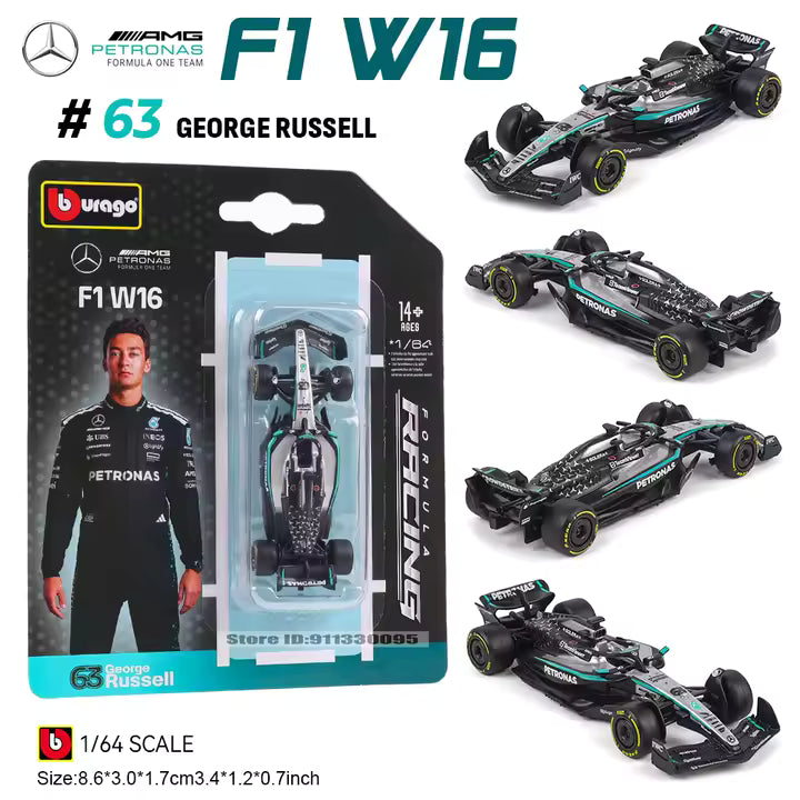 BURAGO 1/64 MERCEDES-AMG F1 W16 2025 GEORGE RUSSELL #63