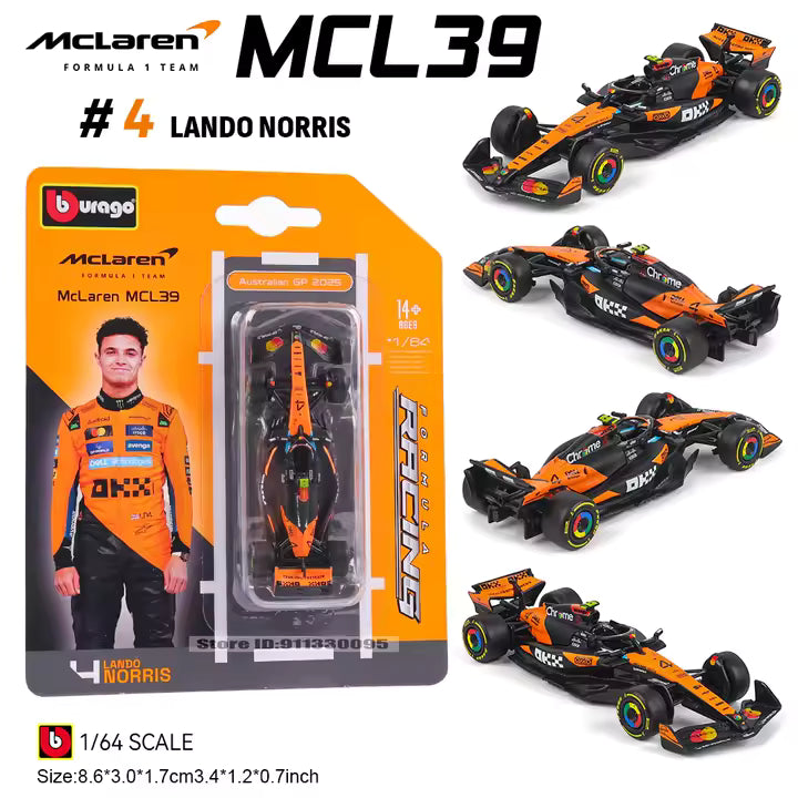 BURAGO 1/64 MCLAREN MCL39 FORMULA 1 TEAM LANDO NORRIS #4