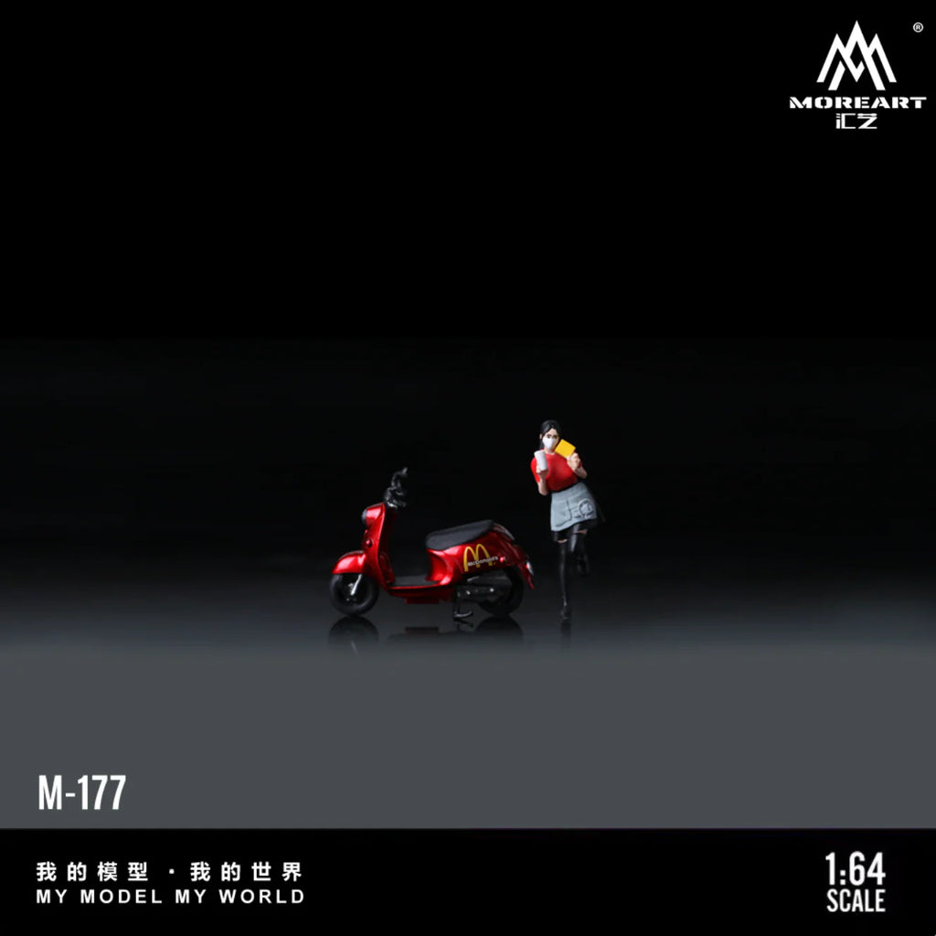 MOREART 1:64 FOR BEAUTIFUL GIRLS RETRO PEDAL DELIVERY MOTORCYCLE