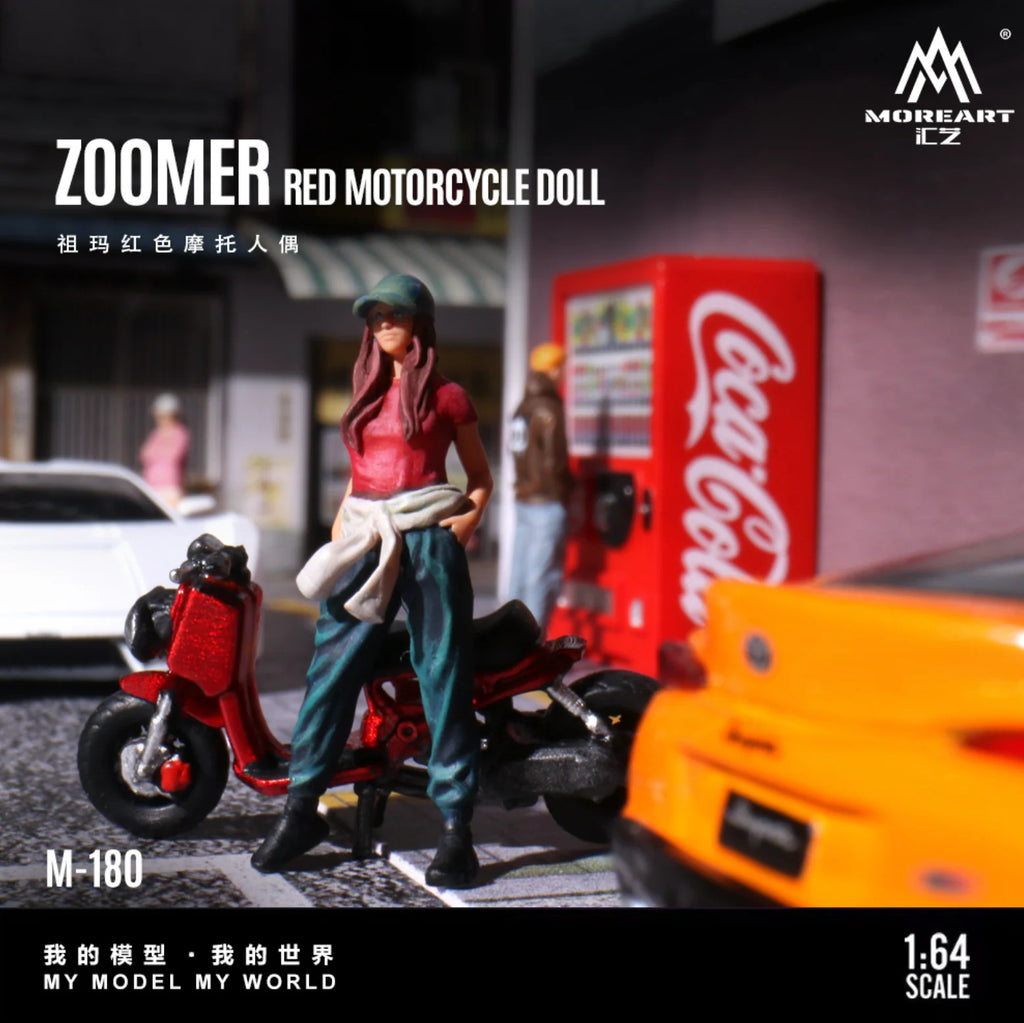 MOREART 1:64 ZOOMER RED MOTORCYCLE DOLL