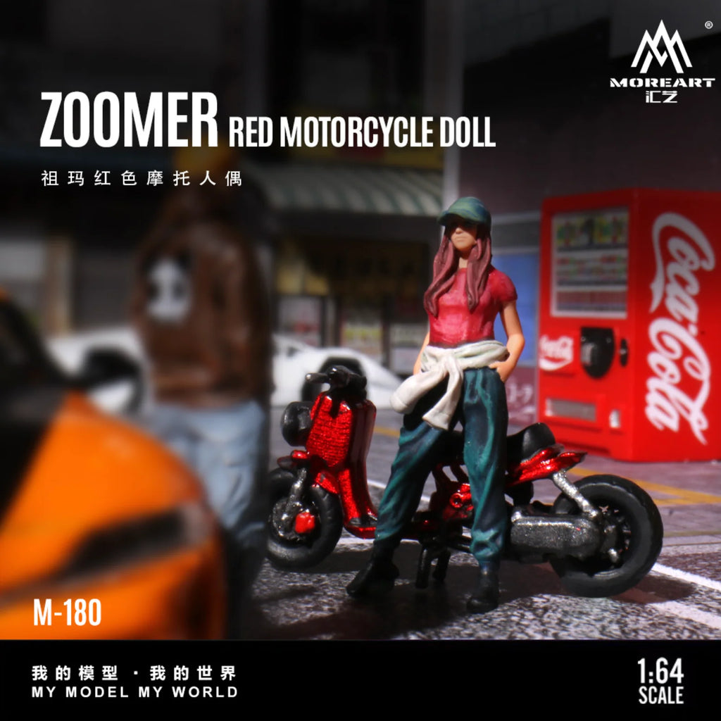 MOREART 1:64 ZOOMER RED MOTORCYCLE DOLL