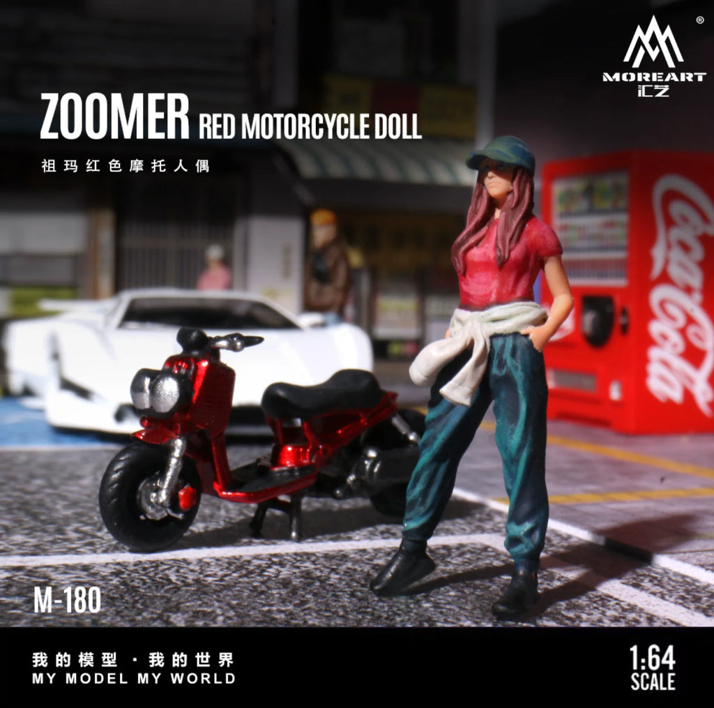 MOREART 1:64 ZOOMER RED MOTORCYCLE DOLL