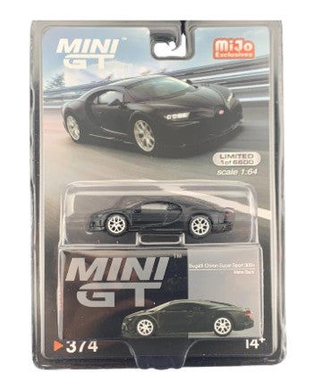 Mini GT 1:64 Bugatti Chiron Super Sport 300+ (Negro Mate) – Exclusivas de MiJo Blister
