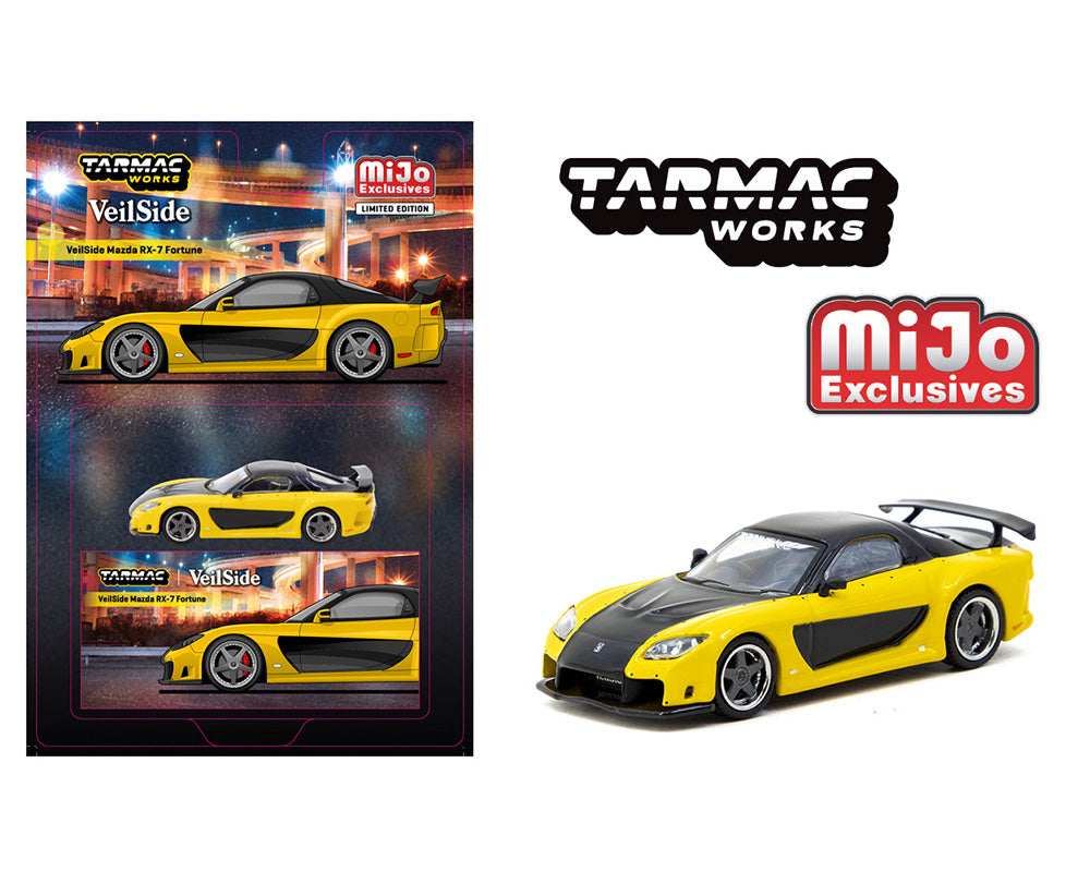 Tarmac Works 1/64 Mazda RX-7 VeilSide Fortune7 Yellow / Black - GLOBAL64