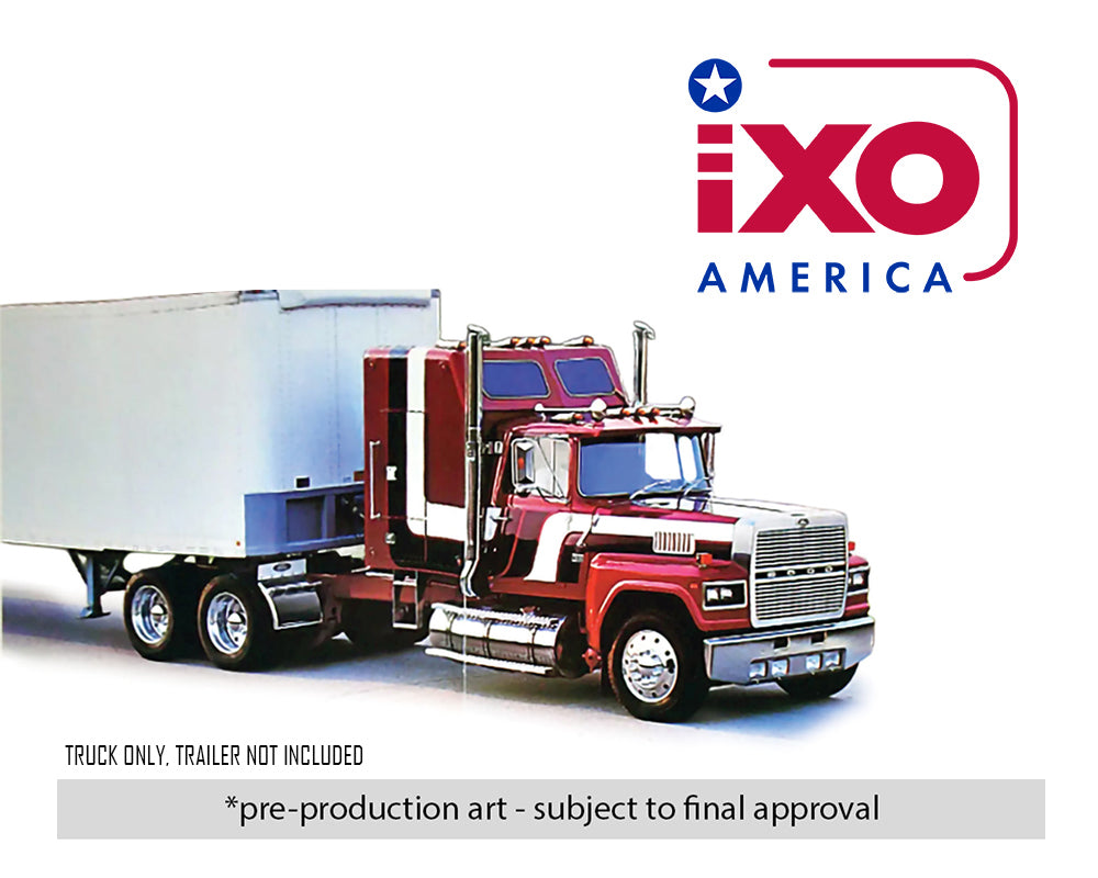 |||PREVENTA||IXO Models 1:64 Ford LTL-9000 de 1978 – Negro, Rojo y Blanco (Camión de folleto de ventas) *Remolque no incluido