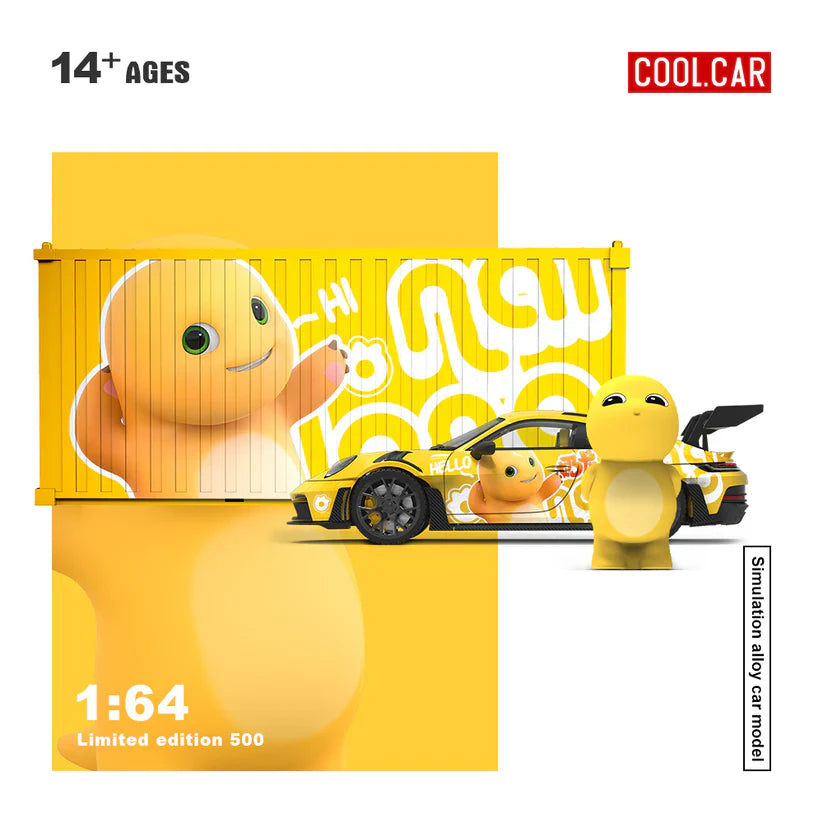COOL CAR Porsche 992 GT3 RS MILK DRAGON , FIGURA Y CONTENEDOR