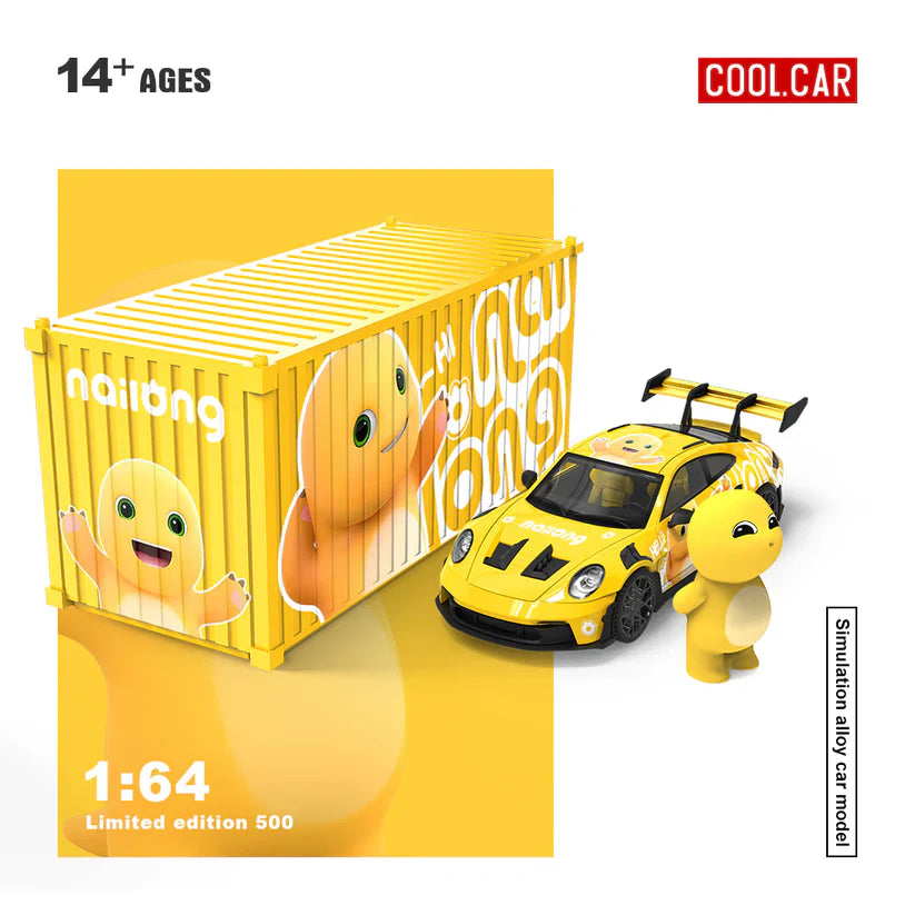 COOL CAR Porsche 992 GT3 RS MILK DRAGON , FIGURA Y CONTENEDOR