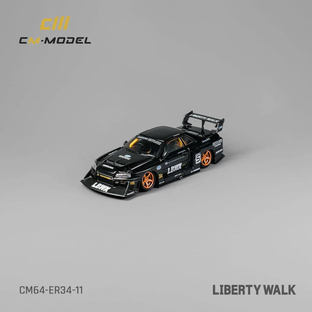CM Model 1:64 Nissan Skyline GT-R R34 LBWK Super Silhouette ER34 Black ...
