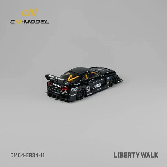 CM Model 1:64 Nissan Skyline GT-R R34 LBWK Super Silhouette ER34 Black