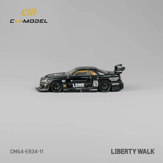 CM Model 1:64 Nissan Skyline GT-R R34 LBWK Super Silhouette ER34 Black