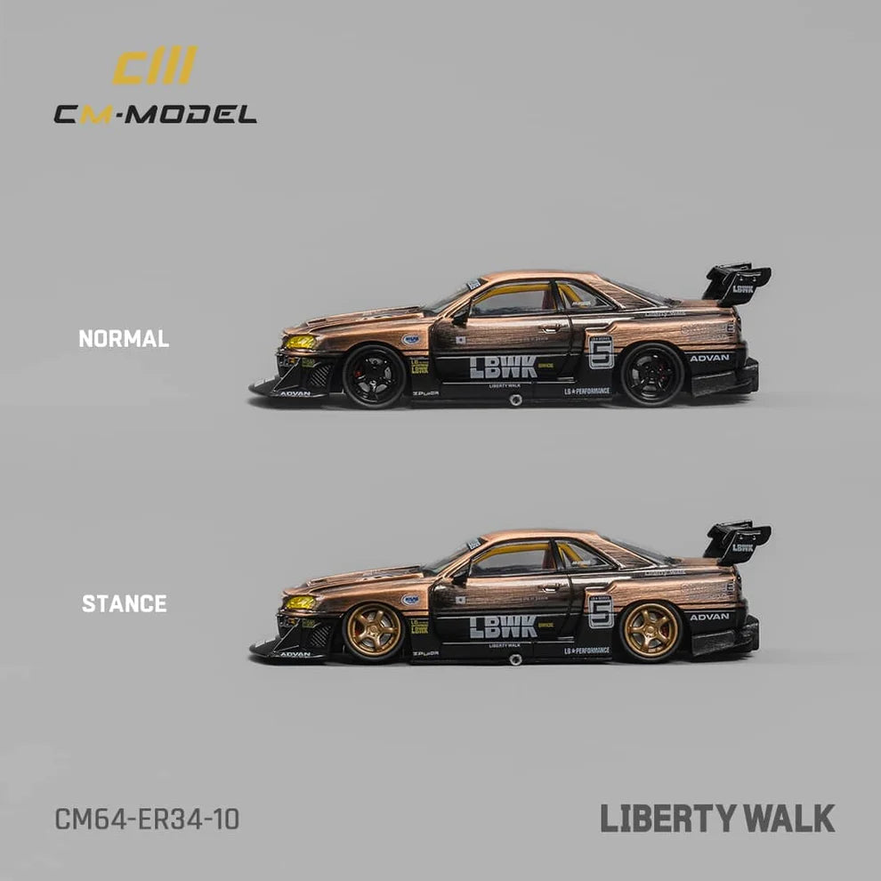 CM Model 1/64 Nissan LBWK Skyline GT-R R34, Super Silhouette ER34 Bronze