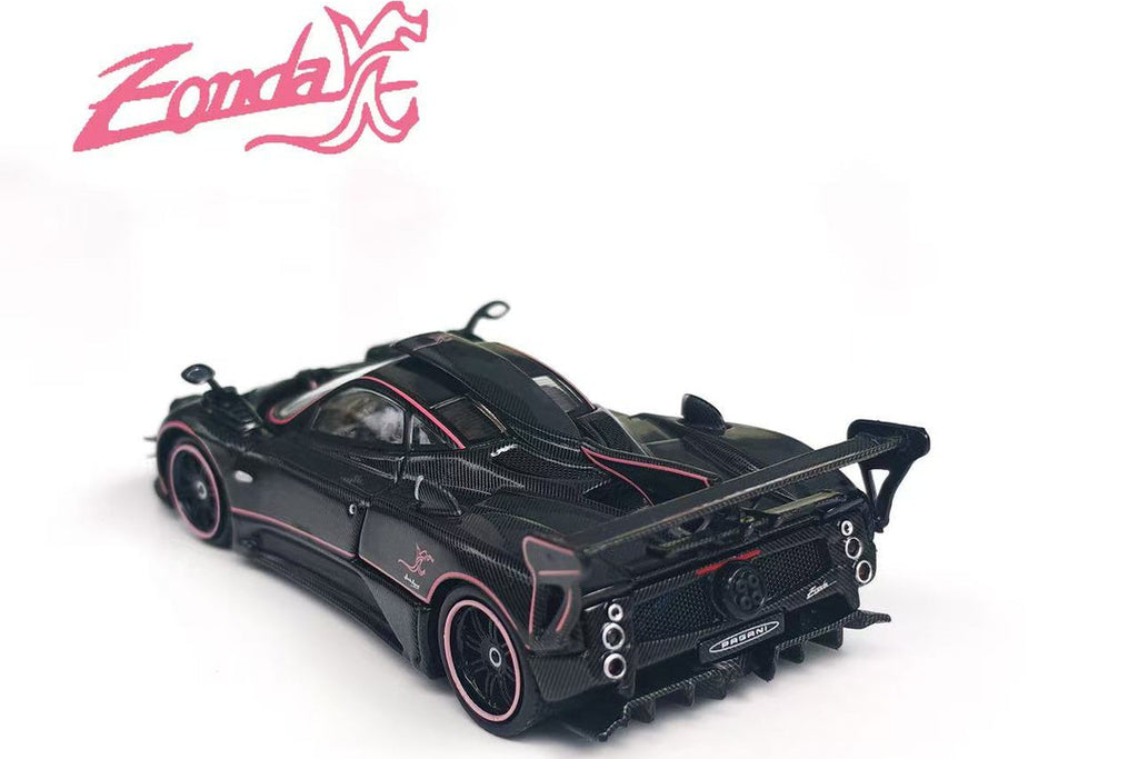 RHINO MODEL 1/64 Pagani Zonda Full Carbon con Pink Line (capó abierto, motor visible)