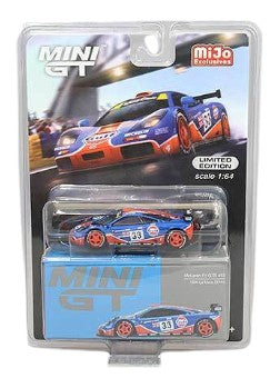 Mini GT 1:64 McLaren F1 GTR #33 24 Horas de Le Mans GULF 1996 – Azul – Exclusivas de MiJo Blister
