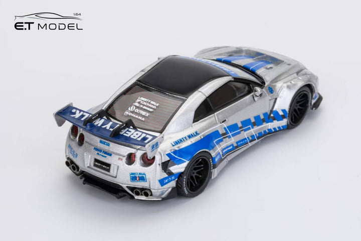 ET MODEL 1/64 NISSA GT R35 LB Widebody Modificado Versión 1.5 FNF Plata Azul