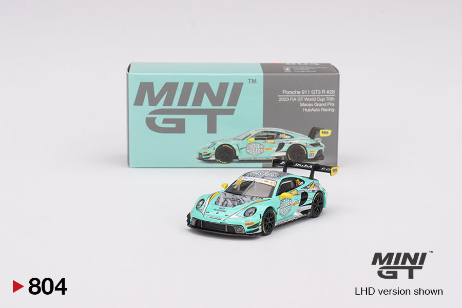 Mini GT 1:64 Porsche 911 GT3 R #28 HubAuto Racing 2023 FIA GT World Cup 70th Macau Grand Prix Blister