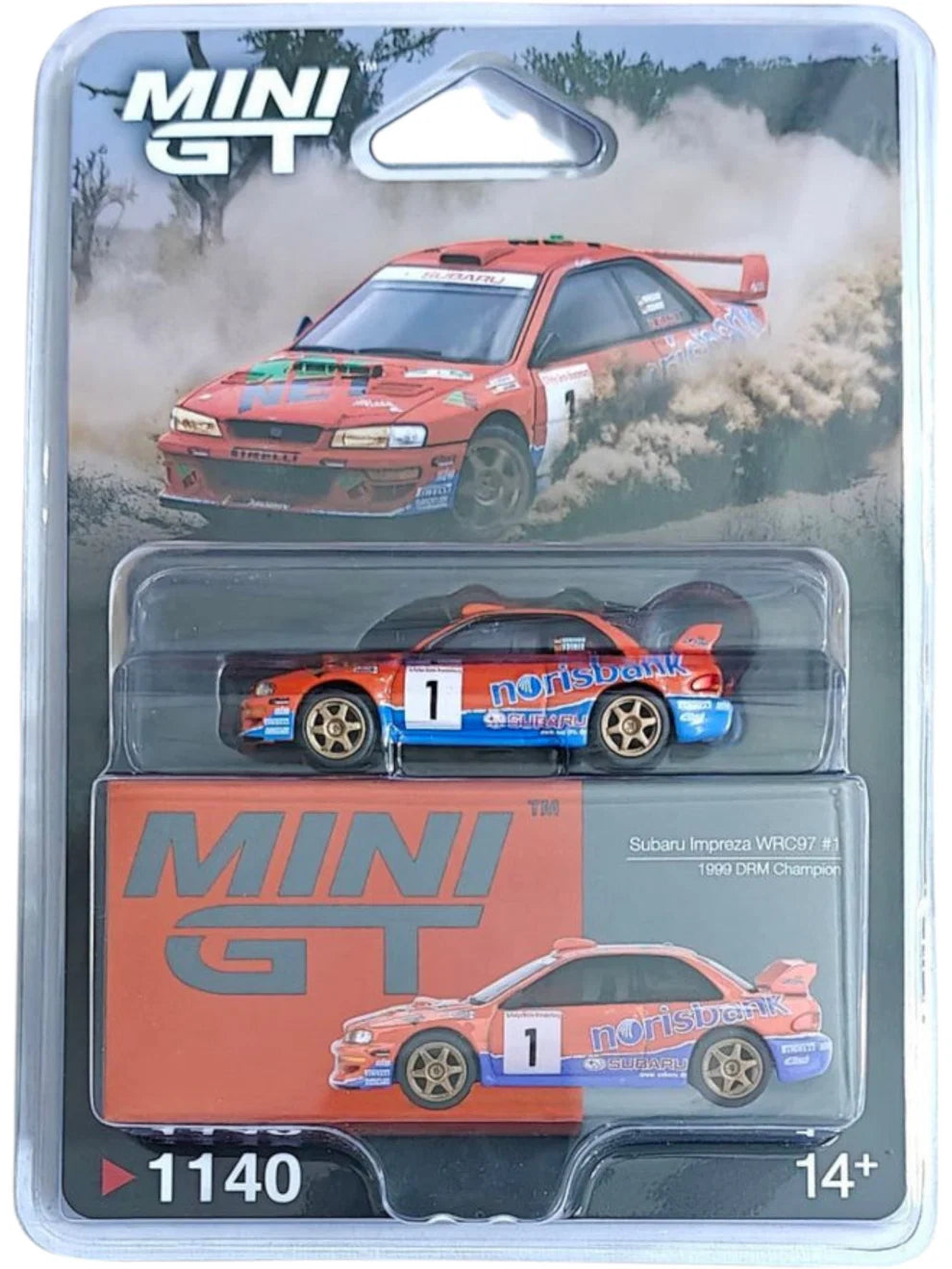 Mini GT 1:64 1140 Subaru Impreza WRC97 #1 Campeón DRM de 1999 (PRESENTACIÓN EN BLISTER)