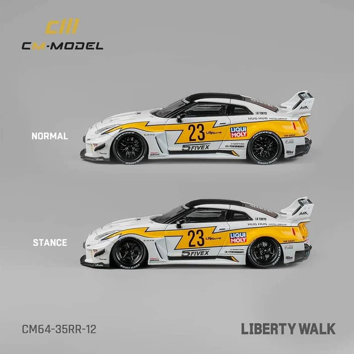 CM Model 1/64 Diecast Model Nissan GT-R R35 Super Silhouette 35GT-RR 3.0 White Flash #23