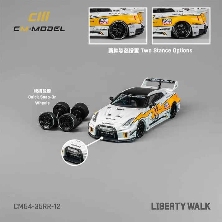 CM Model 1/64 Diecast Model Nissan GT-R R35 Super Silhouette 35GT-RR 3.0 White Flash #23